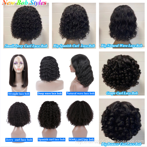 180% Density Cambodian Human Hair 4x4 Short Bob Gluless Lace Front Closure Human Hair Wigs